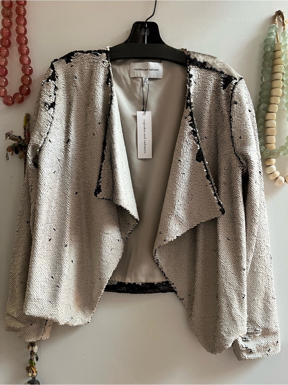 cupcakes & cashmere White and Black Sequin Jacket